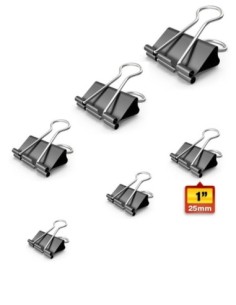 Clips Binder Doble Negro Dingli  1" ( 25 mm ) x 12 und.