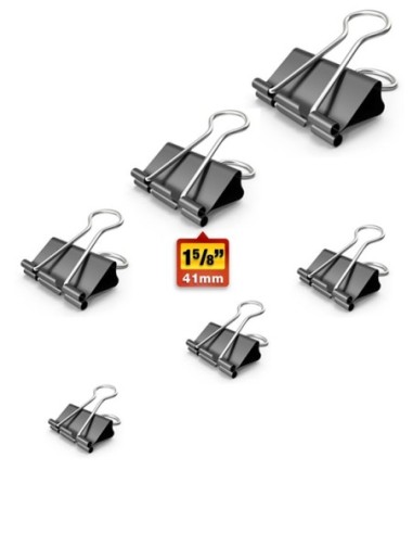 Clips Binder Doble Negro Dingli 1 5/8" (41mm.) x 12 und