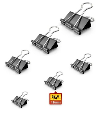 Clips Binder Doble Negro Dingli 3/4" (19mm.) x 12 und.