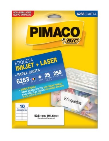 Etiquetas Pimaco Carta 6283 (50.8x101.6) 250 Unid.