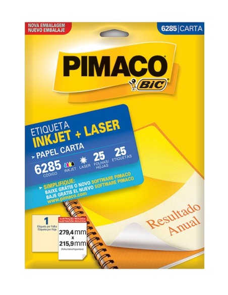 Etiquetas Pimaco Carta 6285 x 25 Hjs.