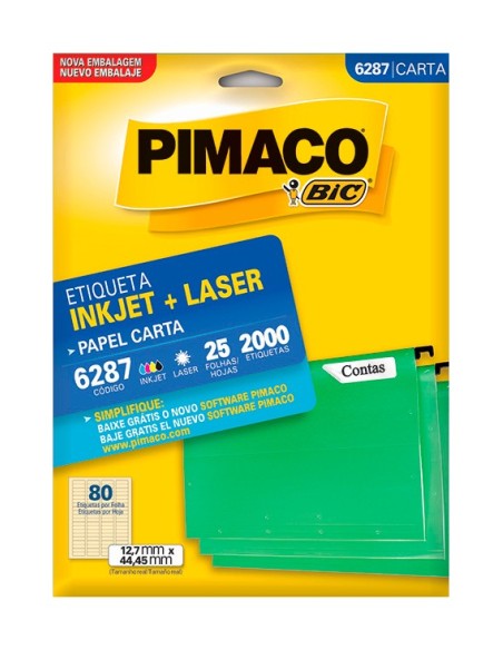 Etiquetas Pimaco Carta 6287( 12.7mm x 44.45) 80x hoja