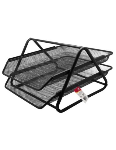 Bandeja 2 Pisos Metalica Rejilla DL Negro