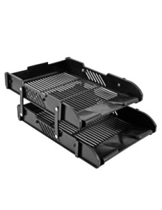 Bandeja 2 Pisos Plastica Articulable Milcar Negro