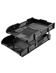 Bandeja 2 Pisos Plastica MaxOffice Negro