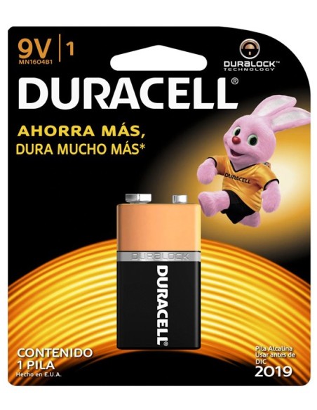 Pilas DURACELL  Alkalina 9V. Bateria