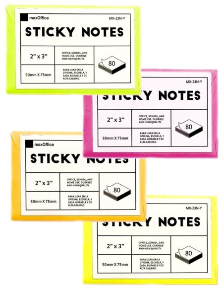 Post-it MaxOffice Neon Dif. Colores (5 x 7.5cm) (2 x 3)