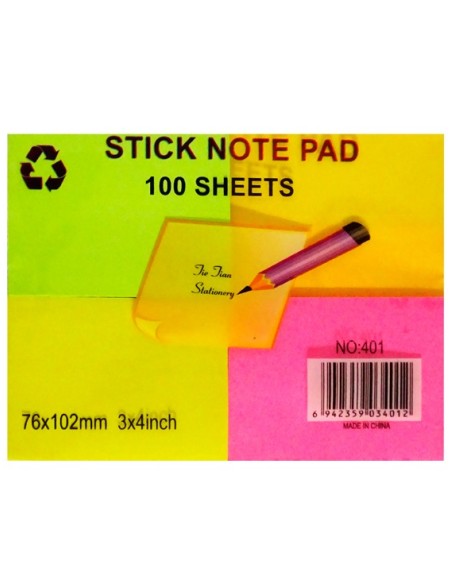Post-it Stick Neon B4  5 colores (76 x 101mm) (3 x 4)