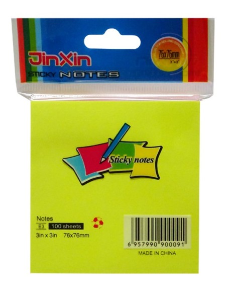 Post-it Stick Notes Neon (7.6 x7.6cm) 5 col. 100h.