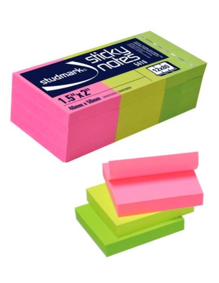 Post-it Studmark Neon Diferentes Colores (4cm x 5cm) (1.5" x 2") 100hjs.