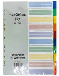 Separadores Plastico MaxOffice Oficio 10 Pestañas
