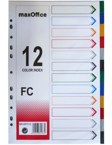 Separadores Plastico MaxOffice Oficio 12 Pestañas