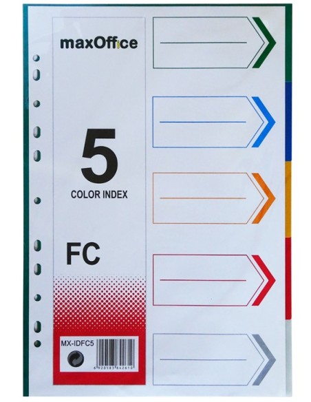 Separadores Plastico MaxOffice Oficio 5 Pestañas