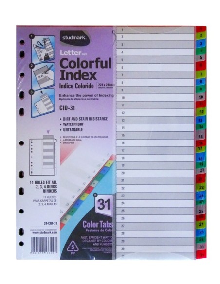Separadores Plasticos Studmark Carta (1-31)